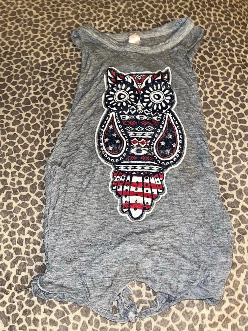 Gray Owl Graphic Tank Top